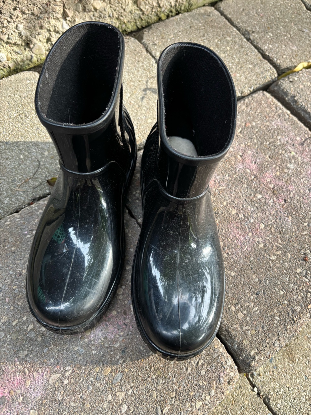 UGG Black Drizlita Waterproof Rain Boots Size 8 Shearling Insoles